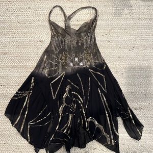 All Saints Black and Silver Mini Dress